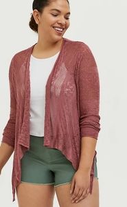 Torrid Slub Pointelle Drape Front Sweater